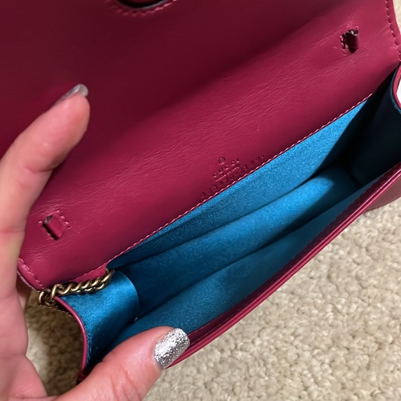 Auth GUCCI MARMONT LOVE PINK VELVET CLUTCH Purse Handbag Pearls & Gold - Picture 11 of 13